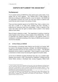 Only malaya was an independent nation while singapore, brunei, sabah and. Dispute Settlement The Asean Way Centre For International Law
