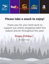 Personalized Delivery Driver Holiday Thank You And Snack Sign Etsy In 2020 Delivery Driver Holiday Snacks Holiday Signs