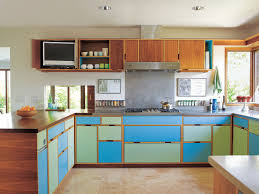 Circular coffee table in white with birch ply edging topped with formica. All About Laminate This Old House
