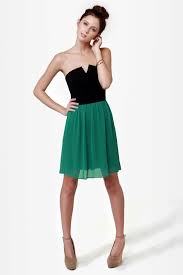 Black And Teal Dress Run Me Jagged Strapless Black And Teal Dress Dresses Colorblock Dress Strapless Dress