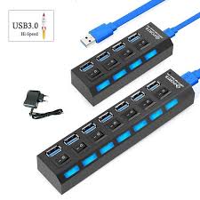 7 4 Port Usb 3 0 Hub Usb Hub With Independent On Off Switch And Dc5v 2a Port Wish Usb Hub Micro Usb Usb