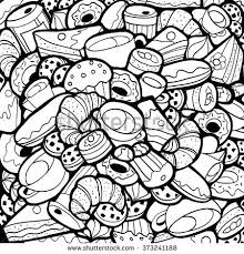 Black And White Theme Background Black And White Doodle Background Coffee Shop Bakery Linear Style Theme Abstract Creative Food Patter Black And White Doodle Doodle Background Shop Wallpaper
