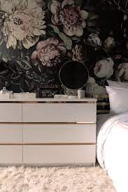 Preciously Me Blog One Room Challenge Bedroom Makeover Reveal Ellie Cashman Dark Floral Wallpape Floral Wallpaper Bedroom Floral Bedroom Wallpaper Bedroom