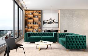 The seagrass lampshade makes any atmosphere feel warm and inviting. Mathias Sofa Loveseat Set In Emerald Green Velvet Fabric
