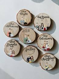 Hand Painted Wood Round Ornament Custom Magnet Family Etsy Wood Christmas Ornaments Family Christmas Ornaments Clay Christmas Decorations
