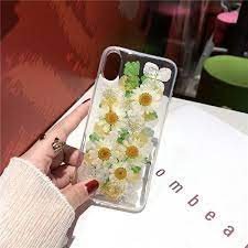 Fashion real flowers dried flowers protective cover case. 3d Real Dried Daisy Pressed Flowers Silicone Phone Case
