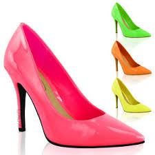 Details About Ladies Womens Bright Fluorescent Neon Pointed Toe Court Shoes High Heels Size