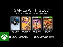 Xbox Games With Gold For December Announced