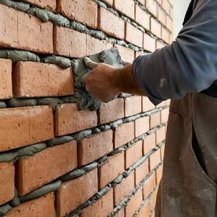 Precision Application of Breathable Hydraulic Lime Mortar, AI generated