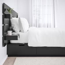 Nordli Bed With Headboard And Storage Anthracite King Ikea Headboards For Beds Headboard Storage Bed Frame With Storage