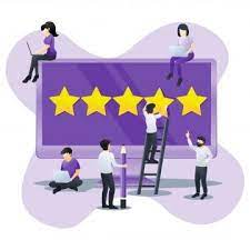 People Giving Five Stars Rating Positive Feedback Satisfaction And Evaluation On Giant Laptop Can Use For Web Banner Landing Page Vector Illustration Internet Web Banner Customer Journey Mapping Vector Illustration