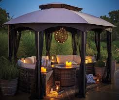 Wilson Fisher Manhattan Faux Rattan Battery Operated Chandelier With Remote Big Lots Backyard Gazebo Backyard Patio Gazebo