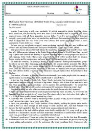 Test About Bottled Water Esl Worksheet By Fatimalopes