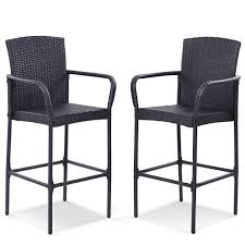 2 Piece Rattan Bar Stool Patio Chair Wicker Bar Stools Patio Bar Stools Rattan Bar Stools