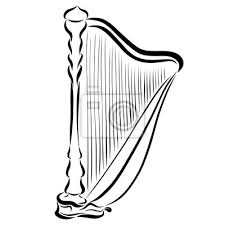 Harfe Musikinstrument Zeichnen Mit Schwarzen Linien Leinwandbilder Bilder Classic Abstrakt Ertonen Myloview De