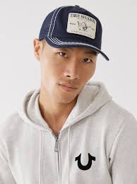 True Religion Mens Ace Blue Natural Concert Patch Hat