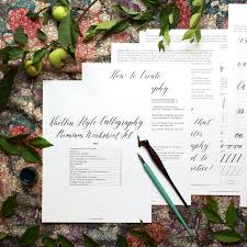 Printable Calligraphy Worksheet Set Kaitlin Style Calligraphy Worksheet Learn Calligraphy Handwriting Analysis