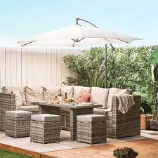 3m Overhanging Garden Parasol In Ivory Vonhaus Outdoor Furniture Sets Garden Parasols Banana Parasol