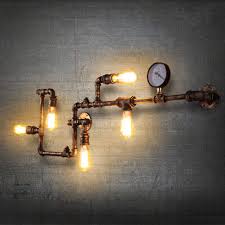 The industrial outdoor wall sconce by maxim lighting offers a clean and simple outdoor lighting solution while evoking the charm of classic rlm silhouettes. Art Decor Industrial Rustic Steampunk Wall Lamp Retro Metal Pipe Wall Sconces Ebay
