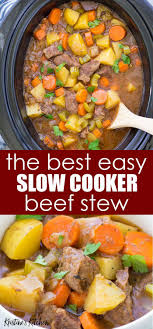 Best Easy Slow Cooker Beef Stew With Tender Meat And Vegetables In A Rich Broth T Slow Cooker Beef Stew Easy Crockpot Recipes Beef Stew Slow Cooker Beef Stew
