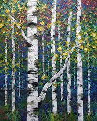 New Painting Colourful Spring Birch And Aspen Tree Art By Calgary Landscape Artist Melissa Mckinnon Where The Light Lingers 48 X60 Aspen Trees Painting Birch Tree Art Abstract Tree Painting