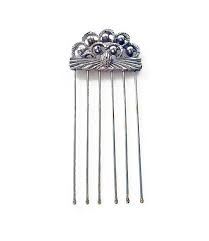 Japanese Hair Comb Silver Tone Made In Japan Ornate Decorative Chignon Vintage Accessories Decorative Hair Combs Hair Accessories Hair Comb