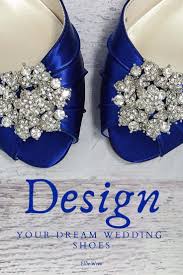 Royal Blue Low Heel Wedding Shoes With Sparkly Brooch Ellie Wren Wedding Shoes Heels Blue Wedding Shoes Custom Wedding Shoes