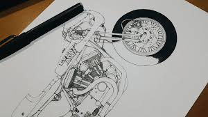 Painting Painting Kando Custom Harleydavidson Sportster Sportster1200 Caferacer Vintage Custom Motorcycle Drawing Painting Customlinecycle