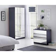 Buy Argos Home Sandon 2 Door 2 Drawer Mirrored Wardrobe Black Wardrobes Argos Black Bedroom Furniture Set Argos Home Mirrored Wardrobe