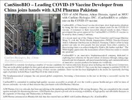 Chocolat noir bio 74% dégustation. Cansinobio Leading Covid 19 Vaccine Developer From China Joins Hands With Ajm Pharma Pakistan Sponsored Dawn Com