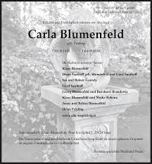 Maybe you would like to learn more about one of these? Traueranzeigen Von Carla Blumenfeld Ok Trauer De