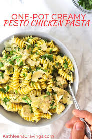One Pot Creamy Pesto Chicken Pasta Kathleen S Cravings Recipe In 2020 Pesto Chicken Pesto Chicken Pasta Creamy Pesto Chicken Pasta