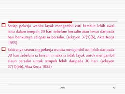 Tak kira dalam sektor kerajaan atau swasta, pemberian cuti bersalin tertakluk pada akta kerja 1955. Ppt Cuti Powerpoint Presentation Free Download Id 3562114
