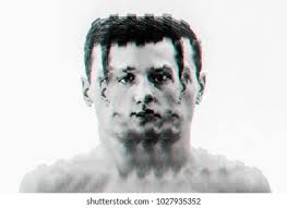 Abstract Black White Portrait Man Glitch Stock Photo 1027935352