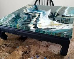 Small Table Table With Drawers Original Art Table Resin Top Storage Table Resin Art Resin Furniture Resin Tabl Refurbished Table Wooden Design Art Table