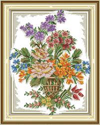 Us 7 54 42 Off Joy Sunday The Beautiful Flower Basket 8 Cross Stitch Pattern Kits Handcraft Make Embroidery With Chart In Package From Home