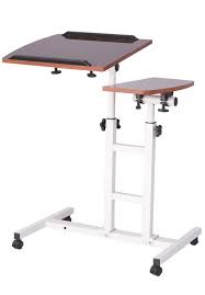 Premium Rolling Over Bed Table Laptop Food Tray Hospital Desk With Tilting Top Cahomedecor Height Adjustable Office Desk Desk Home Decor