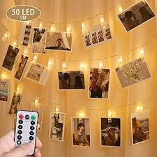 Oasmu Christmas Decoration Style Clip String Light Dimmable 50 Led Photo Clips String Lights Dual Powered Choice Fairy Lights