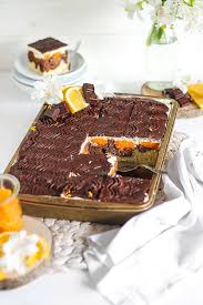 Ein fruchtiger kuchen vom blech mit kirschen, buttercreme und schokolade #blechkuchen geburtstag kuchen. Donauwelle Mit Orange Und Mandarine Werbung Kuchendeern