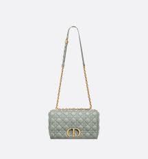 Large Dior Caro Bag Gray Supple Cannage Calfskin Dior