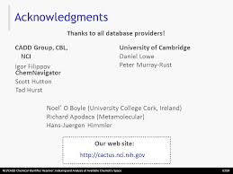 This service works as a resolver for different chemical structure identifiers and allows one to convert a given structure identifier into another representation or structure identifier. Nci Cadd Chemical Identifier Resolver Indexing And Analysis Of Available Chemistry Space Iccs9 Markus Sitzmann 1 Wolf Dietrich Ihlenfeldt 2 And Marc Ppt Download