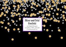 Silver And Gold Confetti Overlays Clipart Gold And Silver Etsy Digital Elements Overlays Clip Art