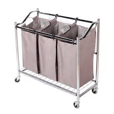Amazon Com Storagemaniac 3 Section Heavy Duty Laundry Hamper Sorter Superior Steel Rolling Laundry Cart With Coating Frame Laundry Hampers With Images Laundry Hamper