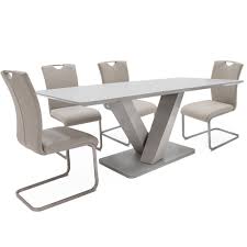For example, lapsus has a solid canaletto walnut base to support its tempered glass top, or if you fancy something different, coated metal legs. Cookes Collection Ralph Large Extending Dining Table 4 Taupe Chairs Dining Furniture Cookes Furniture