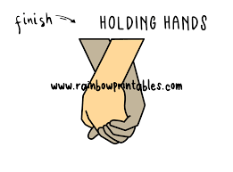 The tips of the fingers and knuckles are rounded. How To Draw Holding Hands Easy Simple Line Drawing Art Tutorial For Kids Rainbow Printables