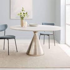 Silhouette Pedestal Round Dining Table White Marble Brushed Nickel Oval Table Dining Dining Table Marble Round Pedestal Dining