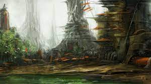 This hd wallpaper is about black signages, city roads with lightings and cars, night, artwork, original wallpaper dimensions is 3840x2160px, file size is 1.14mb Artwork City Fantasy Art Space Urban Spaceship Concept Art Swamp Wallpapers Hd Desktop And Mobile Backgrounds