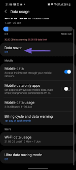 You will now see a toggle at the top of your screen for data saver. How To Set Up Data Limit On Samsung Galaxy Phones