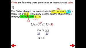 By using these three surefire steps, we will quickly see that inequality word problems are more than manageable. 29a Word Problems With Two Step Inequalities Youtube