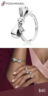 New Pandora Brilliant Bow Ring Sterling Silver Pandora Jewelry Charms Bow Ring Pandora Jewelry Rings